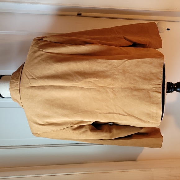 ENGLISH BIT Faux Suede Tan Jacket Big Buttons - Picture 8 of 8